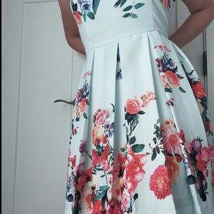 Formal Floral Print Midi Dress
